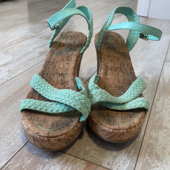 Teal Cork Wedges - Picture 3 of 8